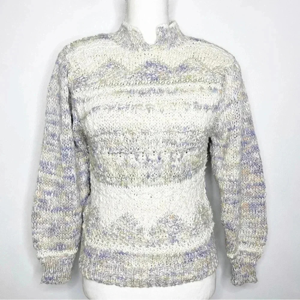 Vintage Crew Neck Lauren Hansen Hand Knitted Vintage Sweater Size Petite NWT